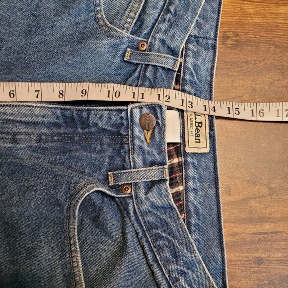 Vtg LL Bean Classic Fit Plaid Lined Jeans 32x34 Measures 30x34 Outdoor Wear - Picture 7 of 9